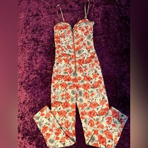 Carmin Los Angeles floral Jumpsuit , dark orange and grey colors, size small